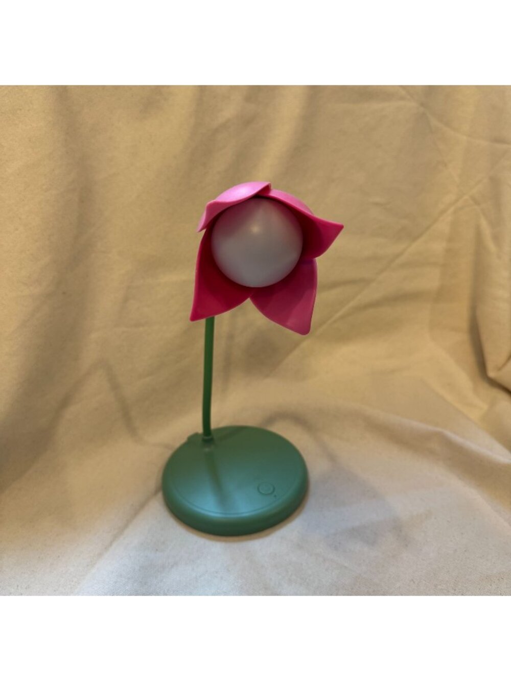 HK129 - Pink Flower Desk Lamp Green Flexible Stem 13 Inch Tested No Power Cord A